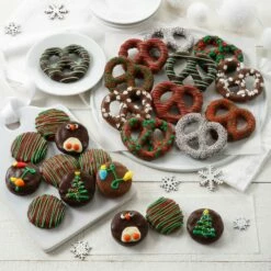 Holiday Belgian Chocolate-Covered 12 Pretzels & 12 Nibblers